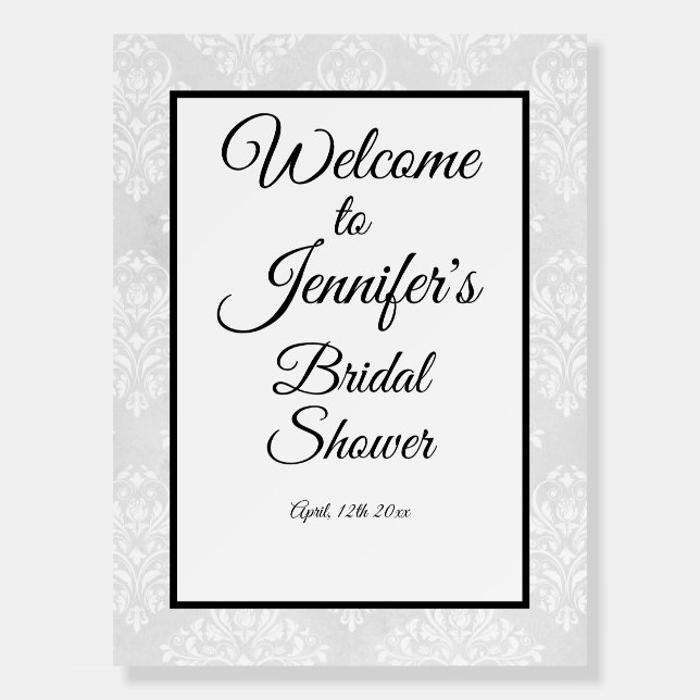 Damask Wedding Reception & Bridal Shower 2 Sides Foam Board (Front)