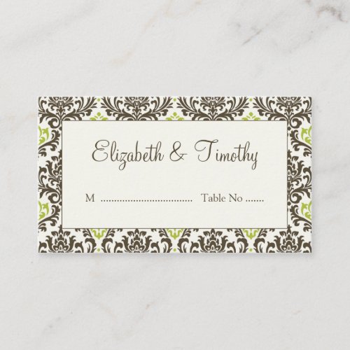 Damask Wedding Reception Escort Cards Business Card