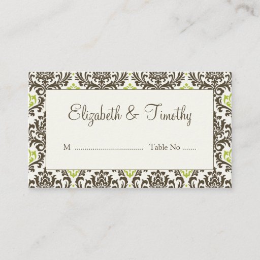 Customizable Damask Wedding Reception Escort Cards Business Card