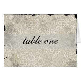 Damask Wedding Reception Table Cards, Black Cards