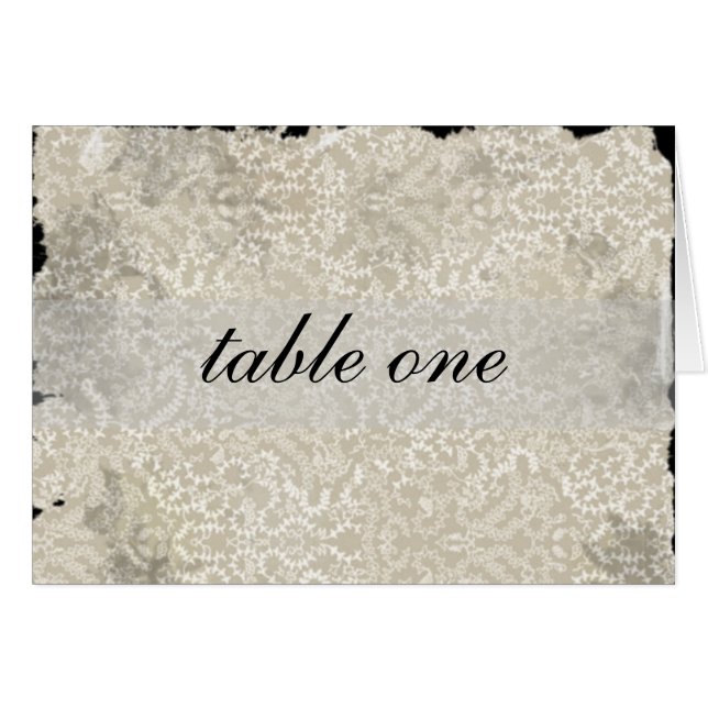 Damask Wedding Reception Table Cards, Black Cards (Front Horizontal)