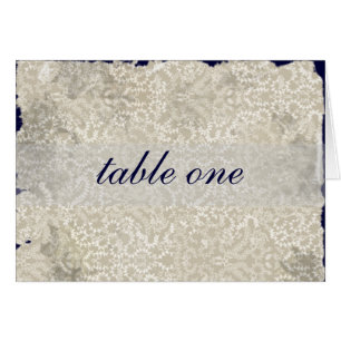 Damask Wedding Reception Table Cards, Navy Blue Cards