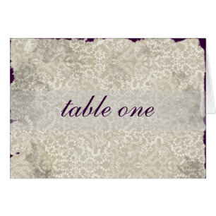 Damask Wedding Reception Table Cards, Purple Cards