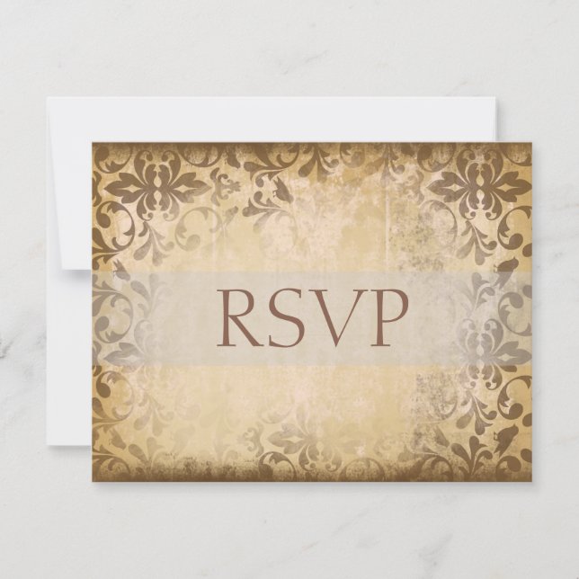 Damask Wedding RSVP Cards or Reply Cards (Front)