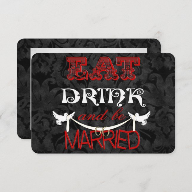 Damask Wedding RSVP Invitation (Front/Back)