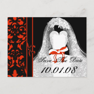 Damask Wedding Save The Date Announcement Postcard