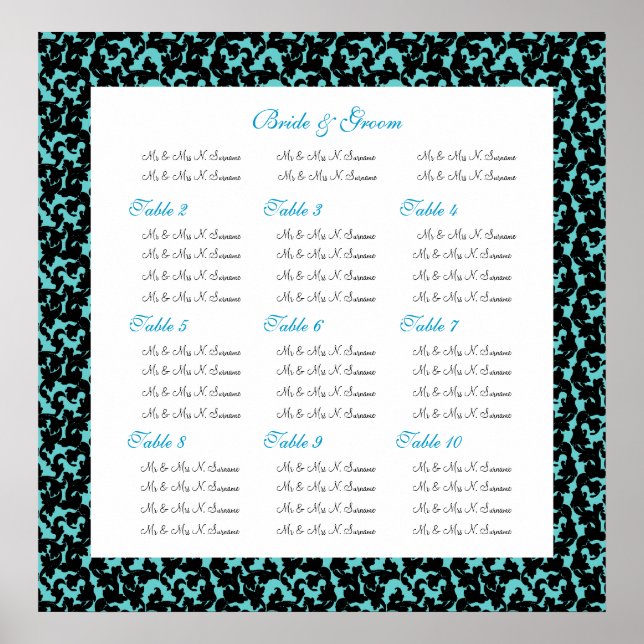 Damask wedding seating charts (Front)