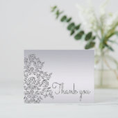 Damask wedding silver Thank You Card Postcard (Standing Front)
