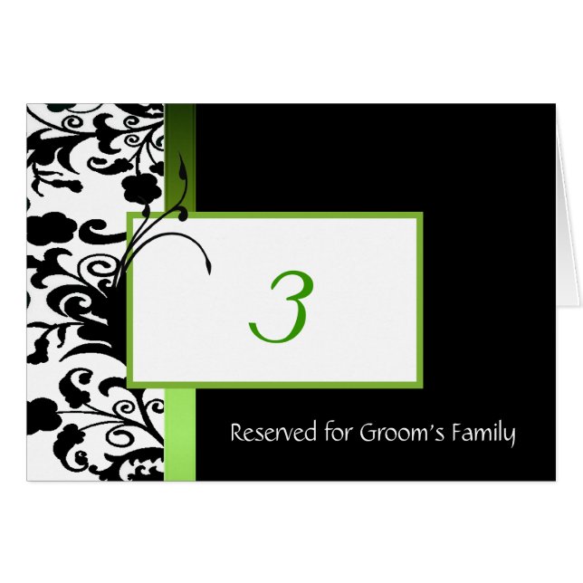 Damask Wedding Table Number Card (Front Horizontal)