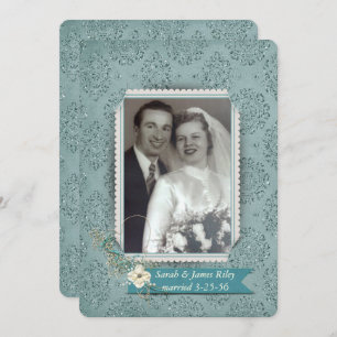 Damask Wedding Vow Renewal with photo Invitation