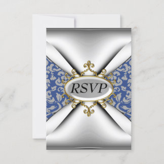 Damask White Birthday Party Celebration RSVP Card