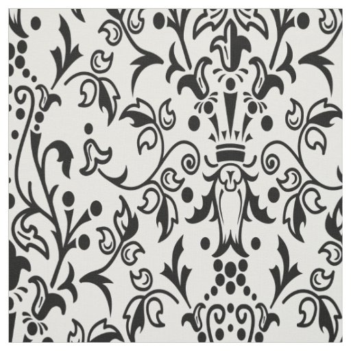 Damask White & Black Fabric
