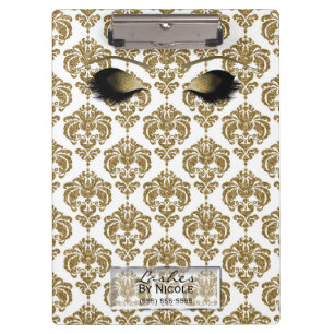 Damask White Gold Makeup Eyes Lashes Personalized Clipboard