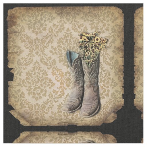Damask wildflower Western country cowboy boots Fabric