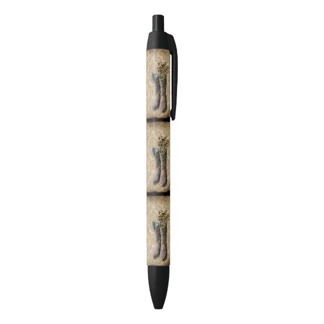 Damask wildflower Western country cowboy boots Pen (Bottom (Vertical))