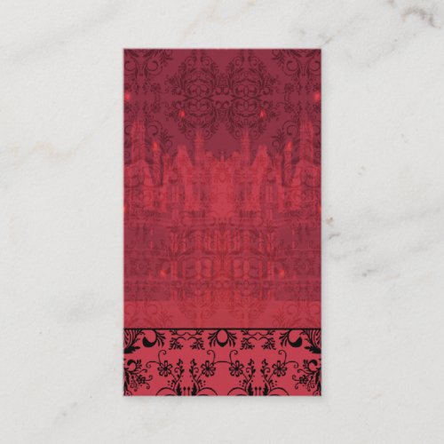 Damask Wildflowers, ANGEL'S CASTLE in Red &amp; Pink Business Card Templates