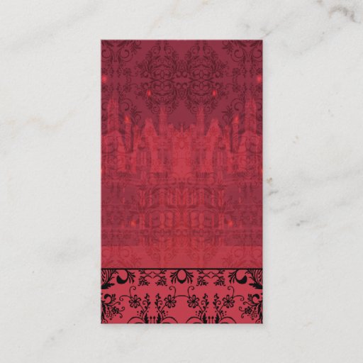 Customizable Damask Wildflowers, ANGEL'S CASTLE in Red &amp; Pink Business Card Templates