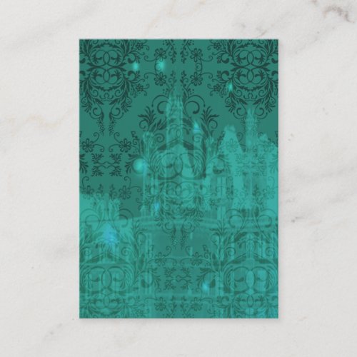 Damask Wildflowers, ANGEL'S CASTLE in Turquoise Business Cards