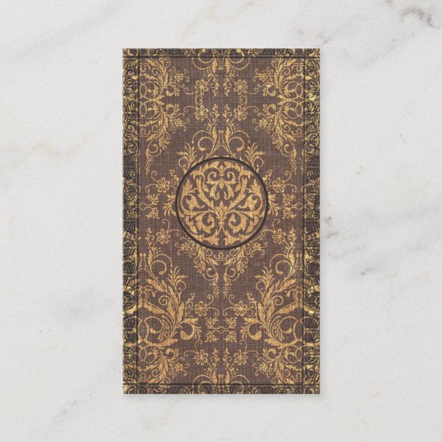 Damask Wildflowers, BOOK COVER in BROWN and GOLD Business Card (Front)