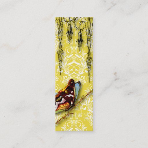 Customizable Damask Wildflowers, BUTTERFLY in Yellow Business Card Templates