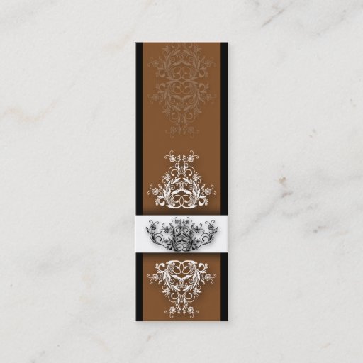 Customizable Damask Wildflowers, CELINE in Brown &amp; Black Business Cards