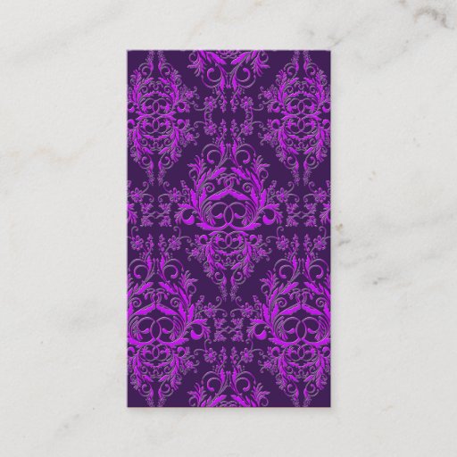 Customizable Damask Wildflowers, Embossed Metal in Purple Business Card Template