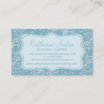 Damask Wildflowers Everyday Blue Business Card by Mylittleeden at Zazzle