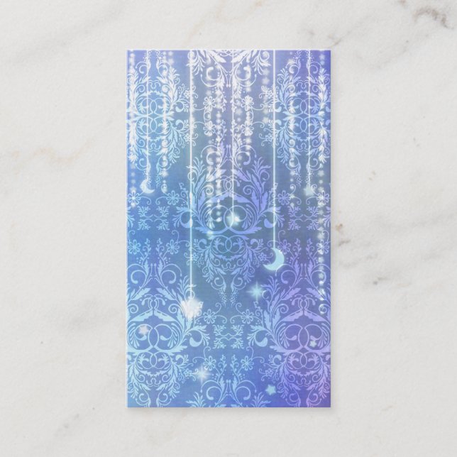 Damask Wildflowers, MADAM VALESKA in Blue Business Card (Front)
