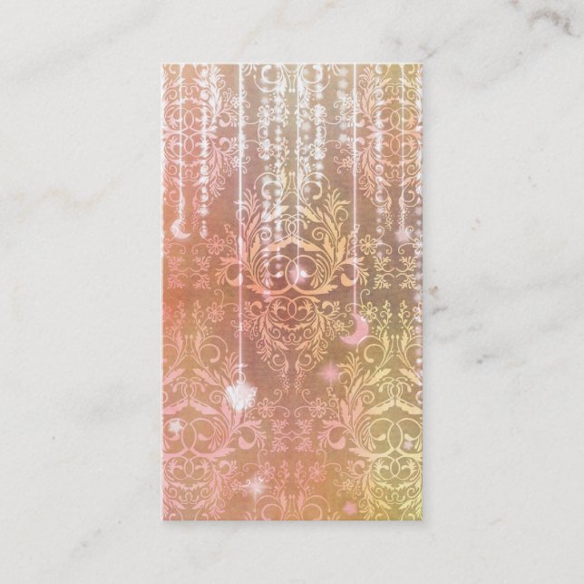Damask Wildflowers, MADAM VALESKA in ORANGE Business Card (Front)