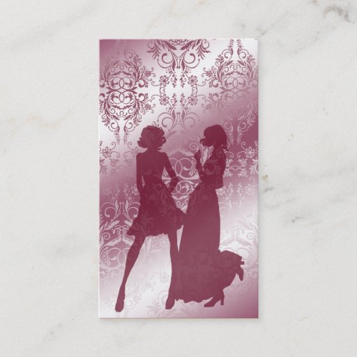 Customizable Damask Wildflowers, Sheer Shadows in Rose Business Card Templates