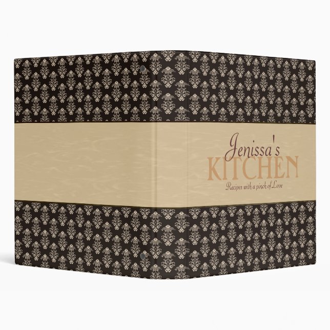 Damask with Hazelnut Ribbon Recipe Binder (Background)