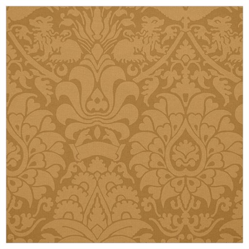 Damask with Lions, Burnt Caramel Fabric