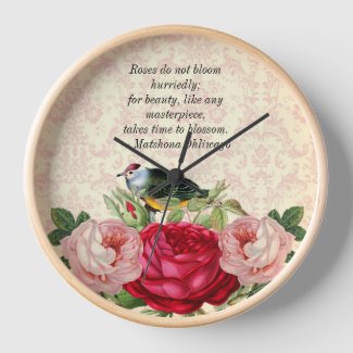 Damask with Pink Red Roses Wall