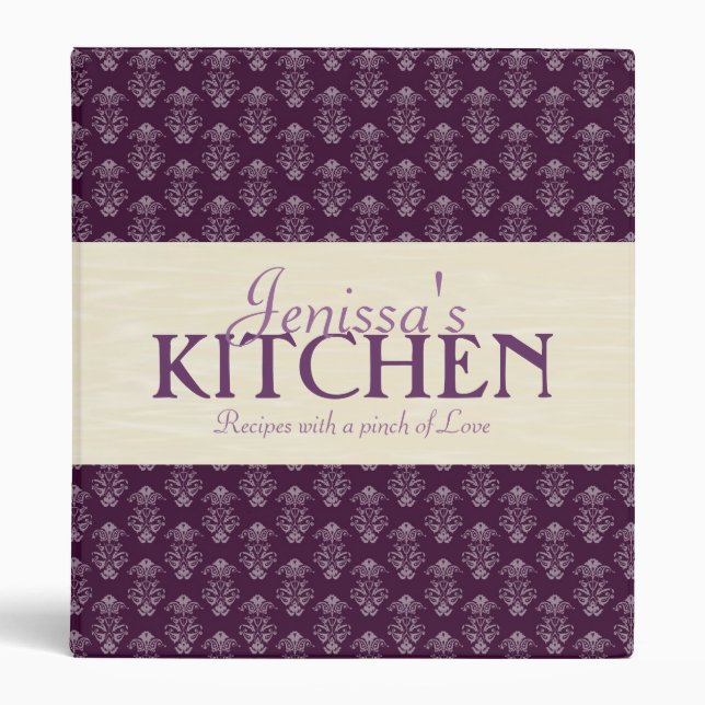 Damask with Ribbon Recipe Binder (Front)