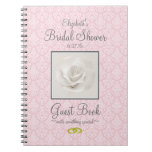 Damask With Rose Shower Guest Book Customize Color at Zazzle