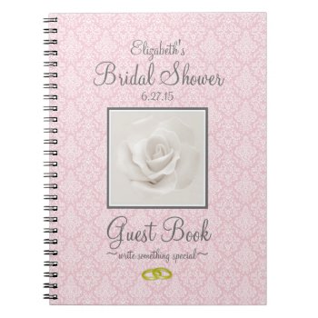 Damask With Rose Shower Guest Book Customize Color by hungaricanprincess at Zazzle