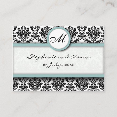 Damask With Tiffany Wedding Website Business Card