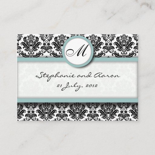 Customizable Damask With Tiffany Wedding Website Business Card
