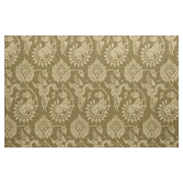 Damask with Winged Serpents, Amber Fabric (Fat Quarter)