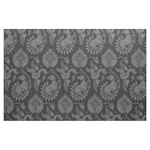 Damask with Winged Serpents, Black Fabric