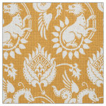 Damask with Winged Serpents, White on Marigold Fabric