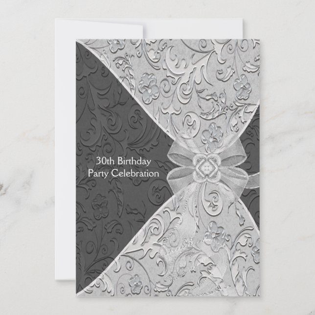 Damask Womans 30th Birthday Party Invitation (Front)