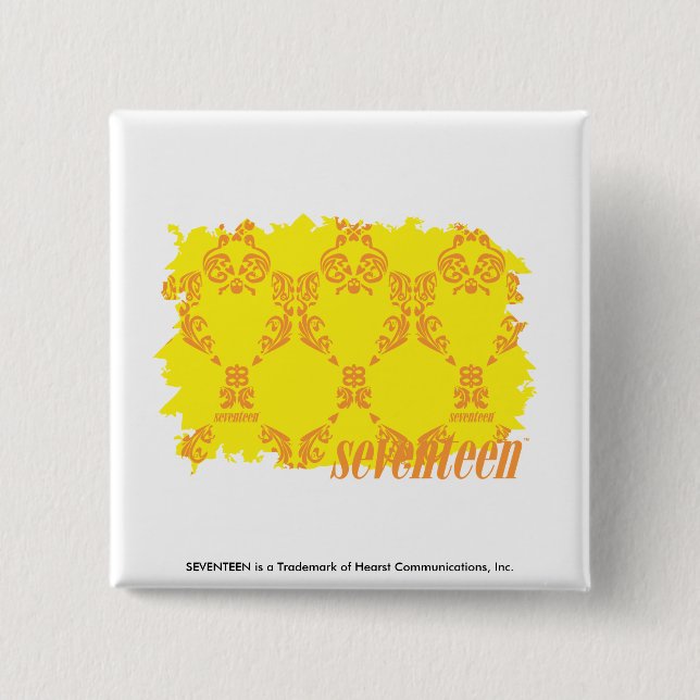 Damask Yellow-Orange 2 Pinback Button (Front)