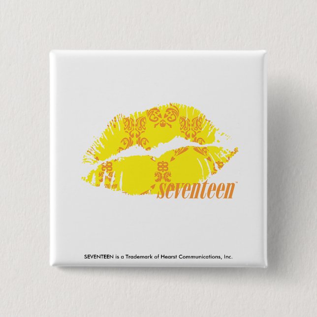 Damask Yellow-Orange Button (Front)