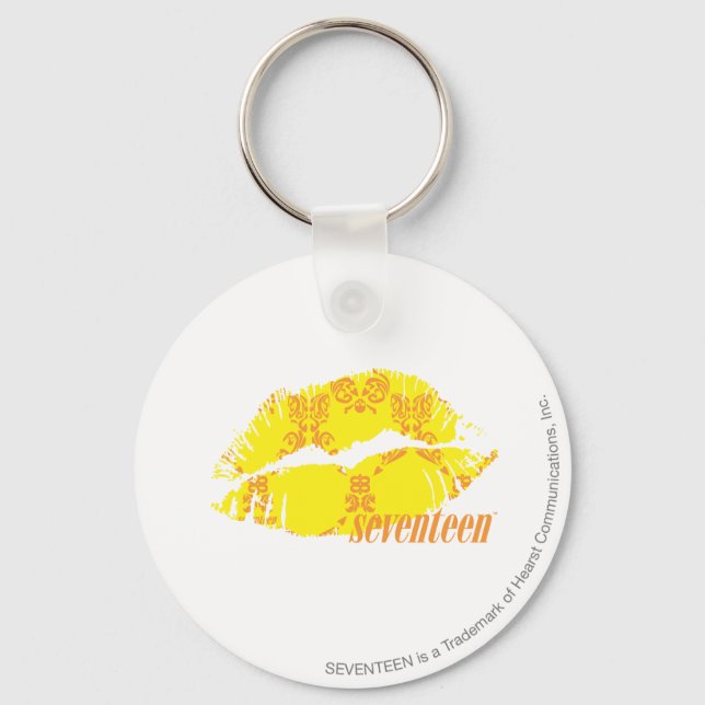 Damask Yellow-Orange Keychain (Front)
