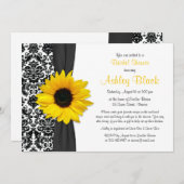 Damask Yellow Sunflower Recipe Bridal Shower Invitation (Front/Back)