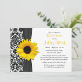 Damask Yellow Sunflower Recipe Bridal Shower Invitation (Standing Front)