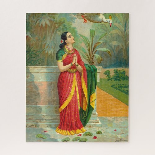 Damayanti and the Swan by Raja Ravi Varma Jigsaw Puzzle