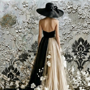 Dame en Noir Damask vertical Wrapping Paper Sheets
