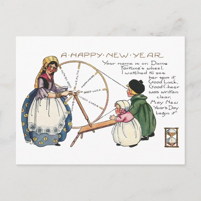 Dame Fortune and Her Spinning Wheel Postcard (Front)